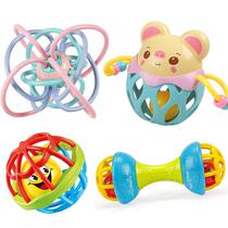 Muffet infant and toddler grasping rattle soft rubber ball bell ring teether ball chewable toy baby baby
