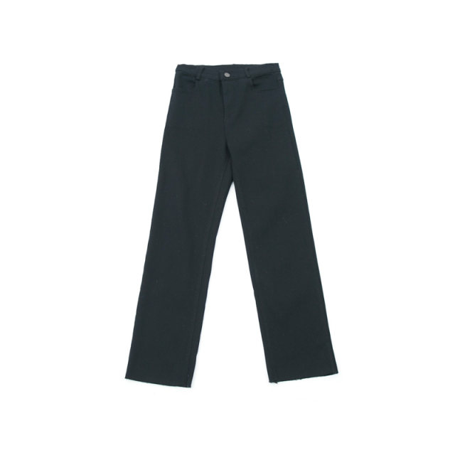 Korean style slim high-waisted black straight pants for women, elastic nine-point student slimming girl pants, versatile casual pants