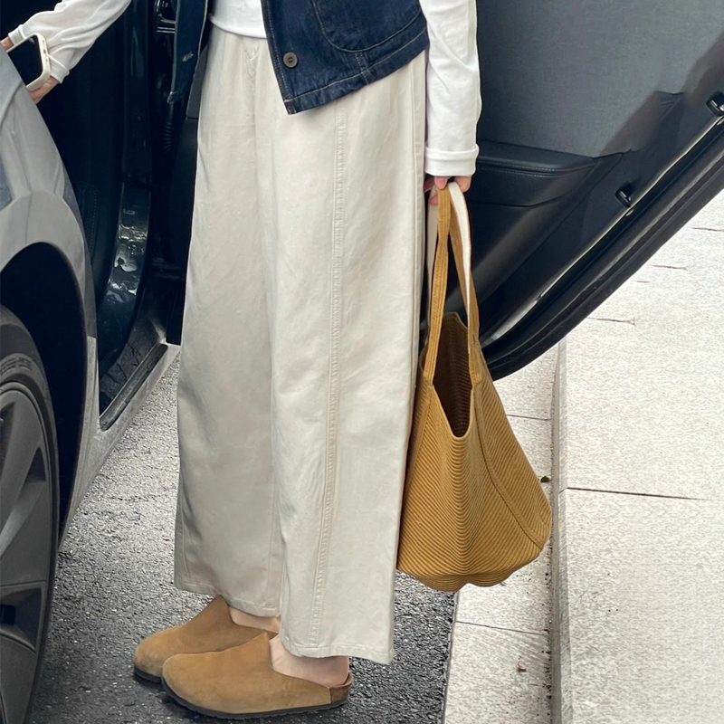 Off-White Wide-Leg Pants for Women, Spring, Petite, Japanese Style, Pear-Shaped Body, 150cm, Height-Enhancing, Casual, Cropped Straight-Leg Pants, XS Off-White Wide-Leg Pants for Women, Spring, Petite, Japanese Style, Pear-Shaped Body, 150cm, Height-Enhancing, Casual, Cropped Straight-Leg Pants, XS