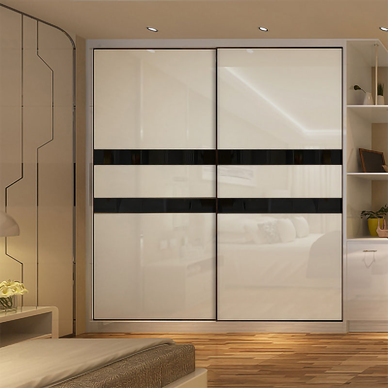 High light plate wardrobe door sliding door custom minimalist modern solid wood sliding door set for piano baking varnish mesh red moving door