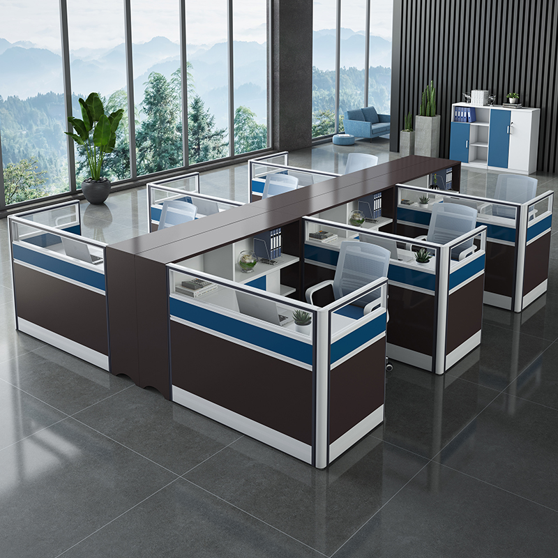 Simple modern staff desk 4 6 people cross-shaped work position screen card seat partition chair combination furniture