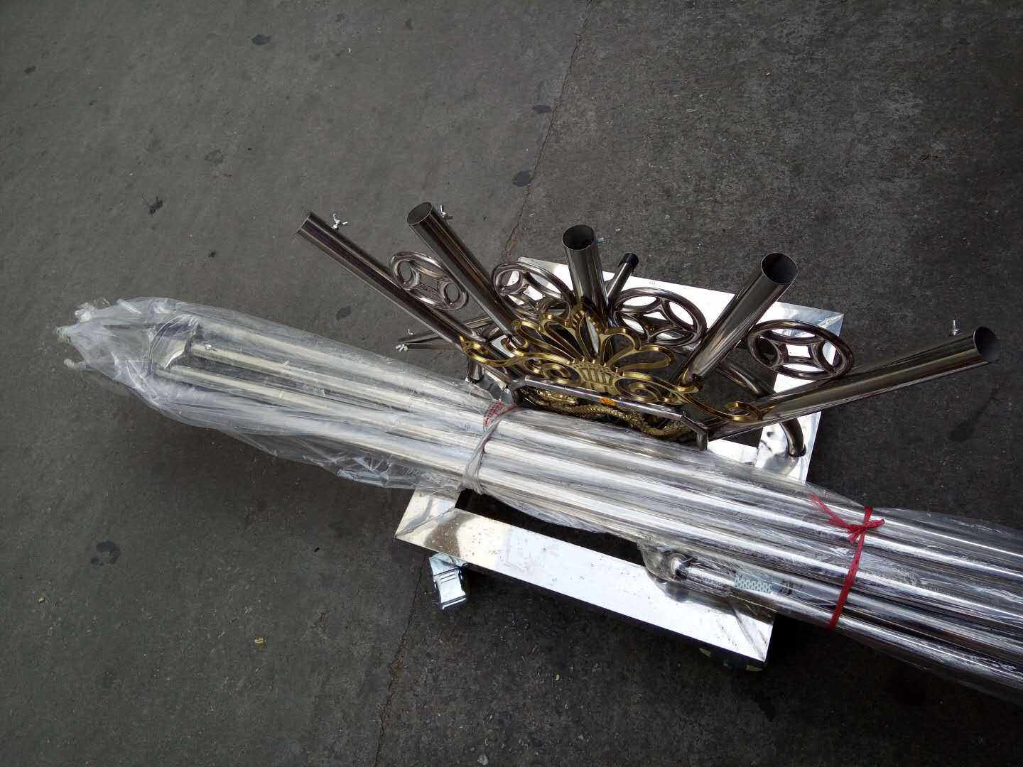 Lion Dance Performance Stainless Steel Three-Pole Five-Pole Chess-Mast Banner Head Flag Holder Dragon Lion Ensemble Performance Special