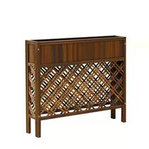 Embalming wood carbonated partition flower shelf indoor restaurant decorated shelving solid wood grid flower groove fence fence outdoor