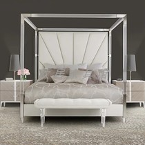 Modern light luxury home bedroom bed frame stainless steel row frame hotel villa luxury double acrylic bed frame