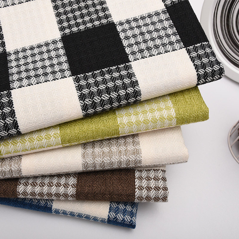Sofa cover fabric cotton linen linen plaid stripe solid color padded fabric tablecloth cushion soft bag dining chair old coarse cloth
