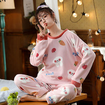 Coral velvet pajamas female winter thickened plus velvet flannel princess style sweet and cute set home clothes spring and winter