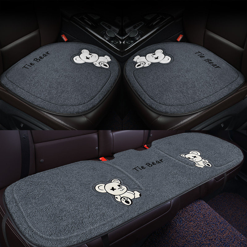 Cartoon car cushion monolithic winter plush thickened warm and cute no backrest three sets winter rear seat cushion