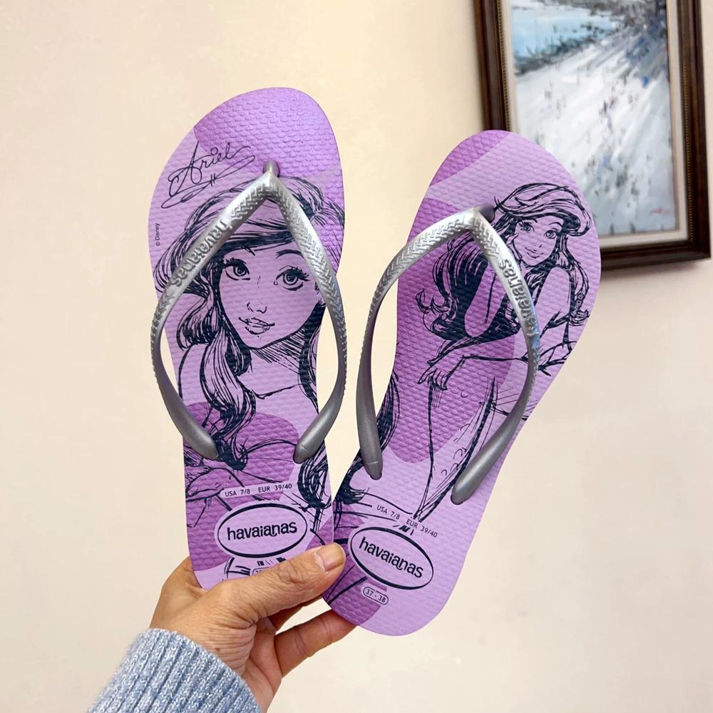 Шлепанцы Havaianas, нескользящие пляжные сланцы, цветочные