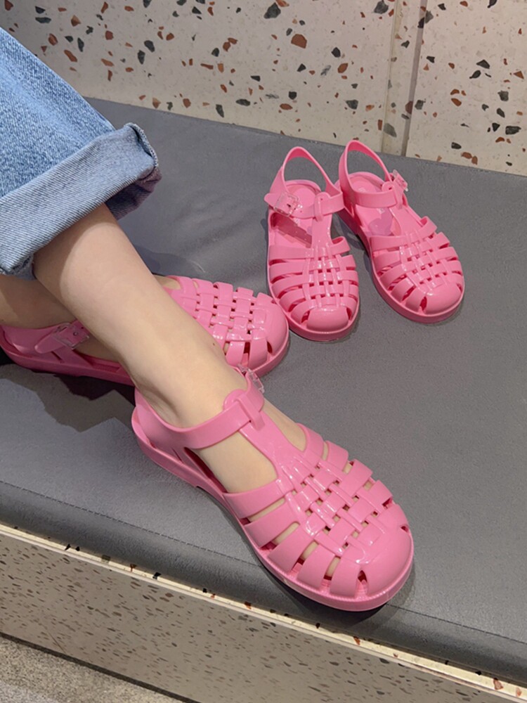 Чжао*Луси в этом же моделье слива лиза ткать сандалии melissa обувь женская чалма мягкое дно Свиная клетка квартира Обувь женщина лето melissa 