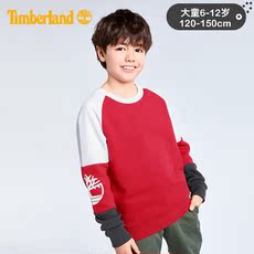 Толстовка детская timberland添柏岚大童圆领撞色绒面插肩袖儿童卫衣|a1c65