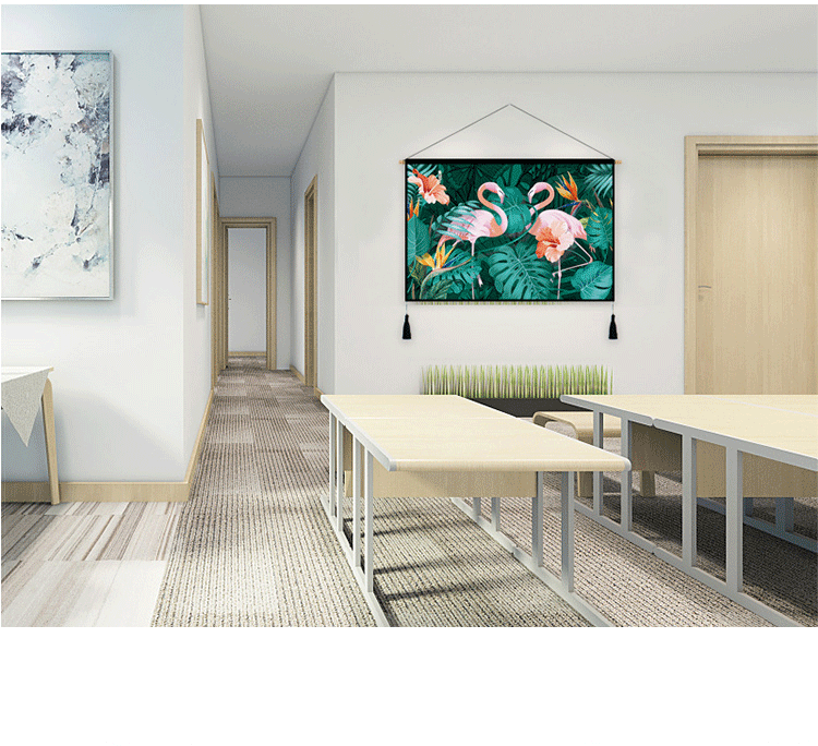 Nordic tranh Flamingo ins phòng khách thảm thêu vải trang trí tường phòng ngủ hộp mét sơn trang trí vải nền - Tapestry thảm treo tường mandala