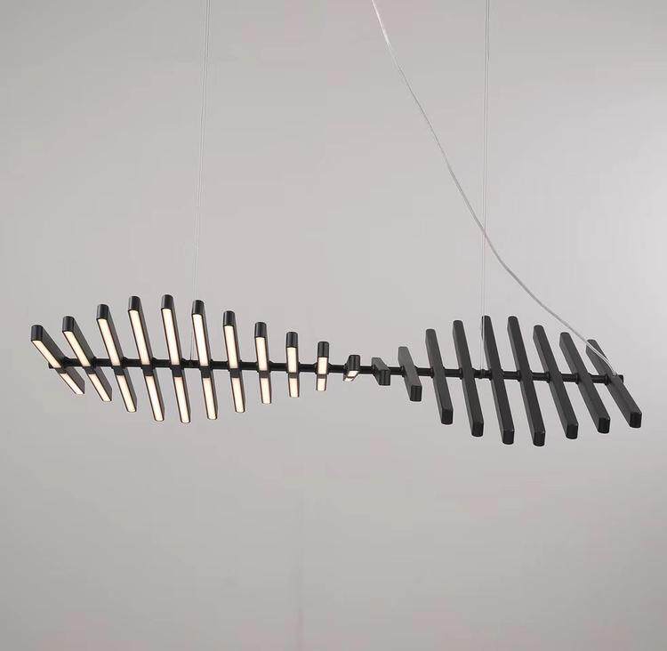 Living room bar table briefing room Dining Room Front Desk LED Light Creative Piano Wave Bamboo styled Ribs Chandelia