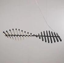 Living Room Bar Desk Minimalist Restaurant Conference Room Front Led Lights Creative Piano Wave Bamboo Styled Ribs Chandelier