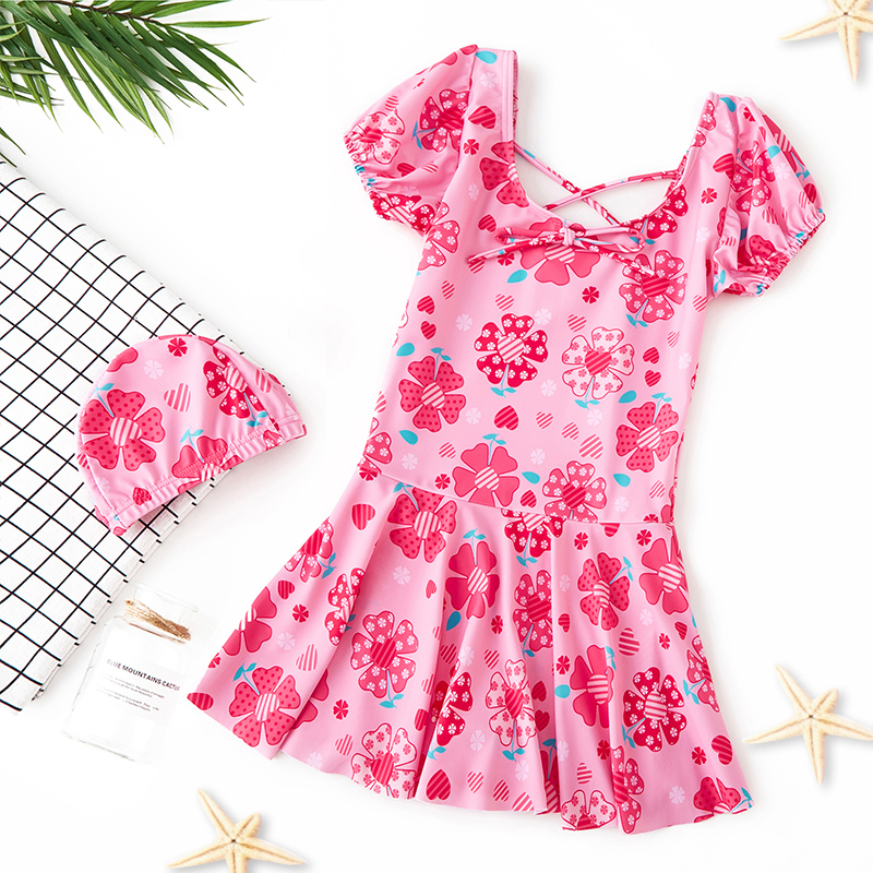 Children's swimsuit girl little CUHK couch-up dress cute princess girl baby sunscreen swimsuit suit