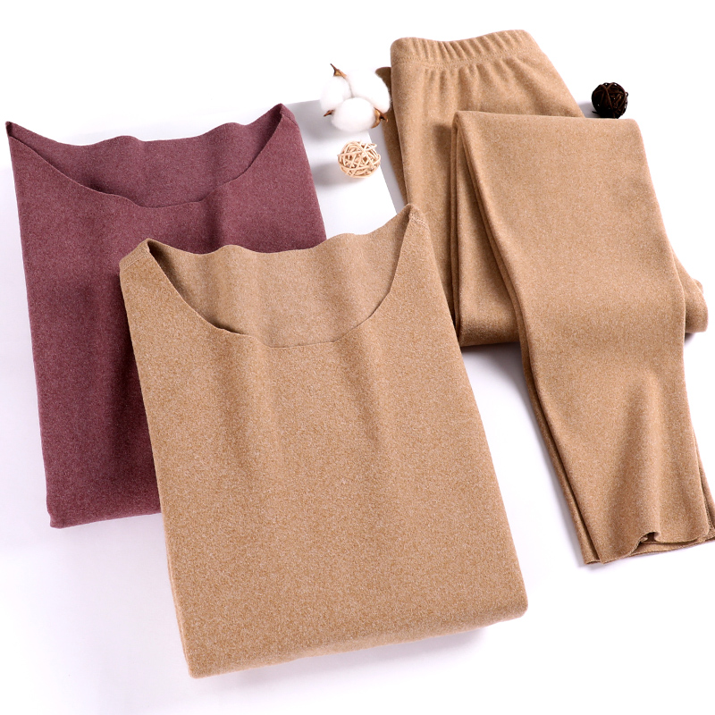 Hot clothes women's thin suits seamless winter base set plus velvet de autumn clothes sanitary pants cationic