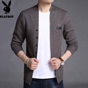 Áo len cổ lọ Playboy Áo len nam mùa thu Phần mỏng Thanh niên nam Hàn Quốc Slim Hợp thời trang Mặc - Cardigan