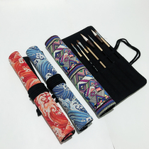 Handmade Canvas Art Large Capacity Paintbrush Bag Multifunction Hair Brush Pen Curtain Oil Painting Water Chalk Containing Roll Pen Bag
