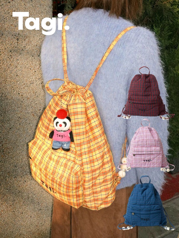 Tagi.24 New Product Tanghulu """"I's Pearl Acrylic Beaded Cute Drawstring Large Capacity Backpack