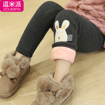 Girl Beats Bottom Pants Pure Cotton Triple Layer Plus Suede Thickened Large Child Outwear Foreign Air Baby Winters Warm Long Pants
