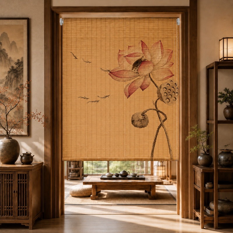 No-Drill Bamboo Door Curtain, Zen-Style Window Curtain, Decorative Roller Blind, Elegant Partition for Living Room, Tea Room, Hotel, and Homestay, Mosquito-Proof Partition No-Drill Bamboo Door Curtain, Zen-Style Window Curtain, Decorative Roller Blind, Elegant Partition for Living Room, Tea Room, Hotel, and Homestay, Mosquito-Proof Partition