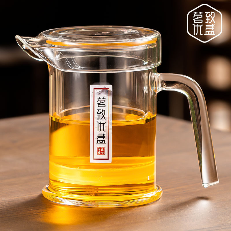 Full Glass Thickened Brewing Teapot Three Cups Single Pot Flower Tea Green Tea Green Tea Cup Daily Tea Water Separation Justice Cup-Taobao