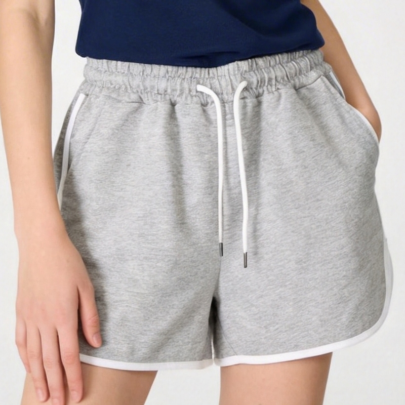 Rr&Ii Sports Gray Elastic Waist Loose Cotton Drawstring Casual Versatile Shorts Pure Cotton