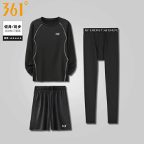 361 Degree running set mens sports gym basketball training tight quick dry morning night running autumn winter fitness clothes