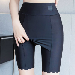 Ice Silk Partition Covering Triangle Area Safety Pants Large Size 200 Jin Five Points Non-curling Summer Bottoming Anti-Exposed Women