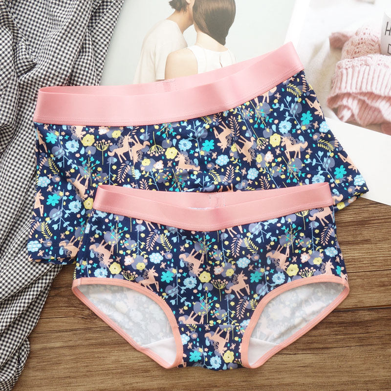 Couple underwear cotton suit couple cute cartoon female cotton cute Japanese couple models personality adult trend