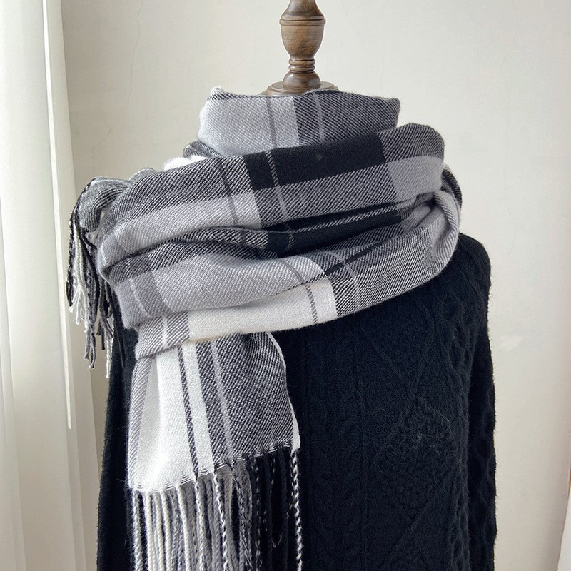 European and American Plaid Scarf for Women, Autumn and Winter, Korean Retro Shawl, Japanese Style Student Faux Cashmere Warm Tassel Neck Scarf for Men, Trendy European and American Plaid Scarf for Women, Autumn and Winter, Korean Retro Shawl, Japanese Style Student Faux Cashmere Warm Tassel Neck Scarf for Men, Trendy