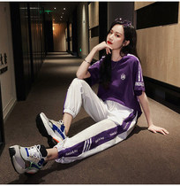 Sports Casual Two Suits Women Summer 2022 New Korean Version Fashion Loose slim Guangzhou Origin Short-sleeve T-shirt