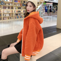 Hooded sweater women loose Korean version of autumn and winter 2021 new fashion ins plus velvet thick lamb fluff velvet cardigan jacket