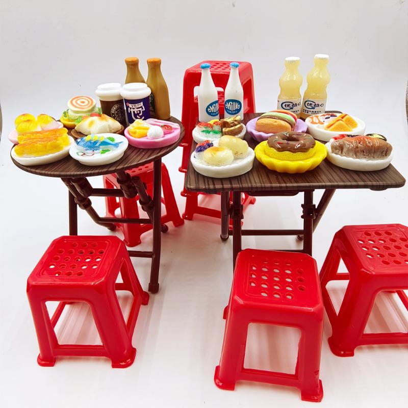 Mini Folding Table Micro Scene Simulation Food Toy Model Ornament Dollhouse Mini Dining Table and Stool Miniature Toy Mini Folding Table Micro Scene Simulation Food Toy Model Ornament Dollhouse Mini Dining Table and Stool Miniature Toy