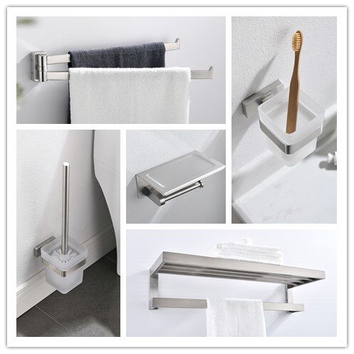 German bathroom towel rack stainless steel 304 towel rack free punch powder room Nordic minimalist style