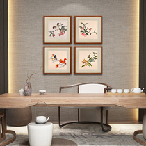Handmade Su embroidery finished hanging painting decoration painting Chinese style new Chinese restaurant Song people flower and bird sketch combination single piece