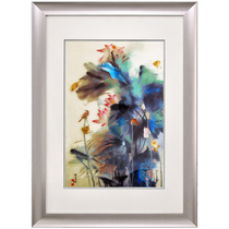 Su embroidery porch vertical painting Suzhou pure hand embroidered painting finished study decoration wall painting lotus decorative painting