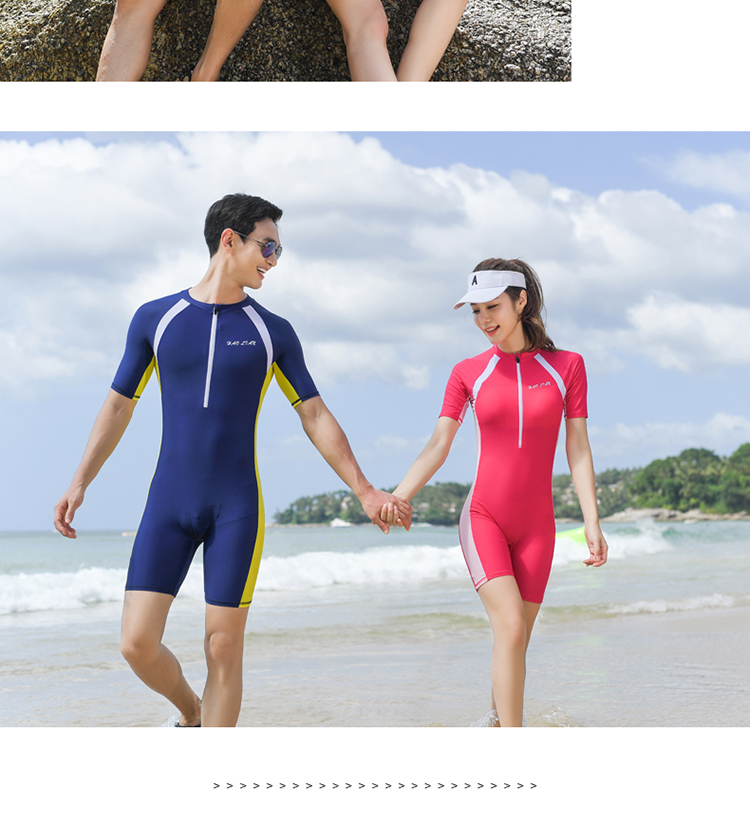 Cặp vợ chồng phù hợp với nam và nữ bảo thủ che bụng là võ sĩ Xiêm mỏng chống nắng thoáng khí nhanh khô chuyên nghiệp đào tạo bơi suối nước nóng - Vài đồ bơi 	đồ đôi đi biển chụp hình cưới	