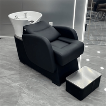Shampoo bed for barber shops high-end semi-lying flushing bed ceramic deep basin head therapy massage shampoo bed hot selling new style