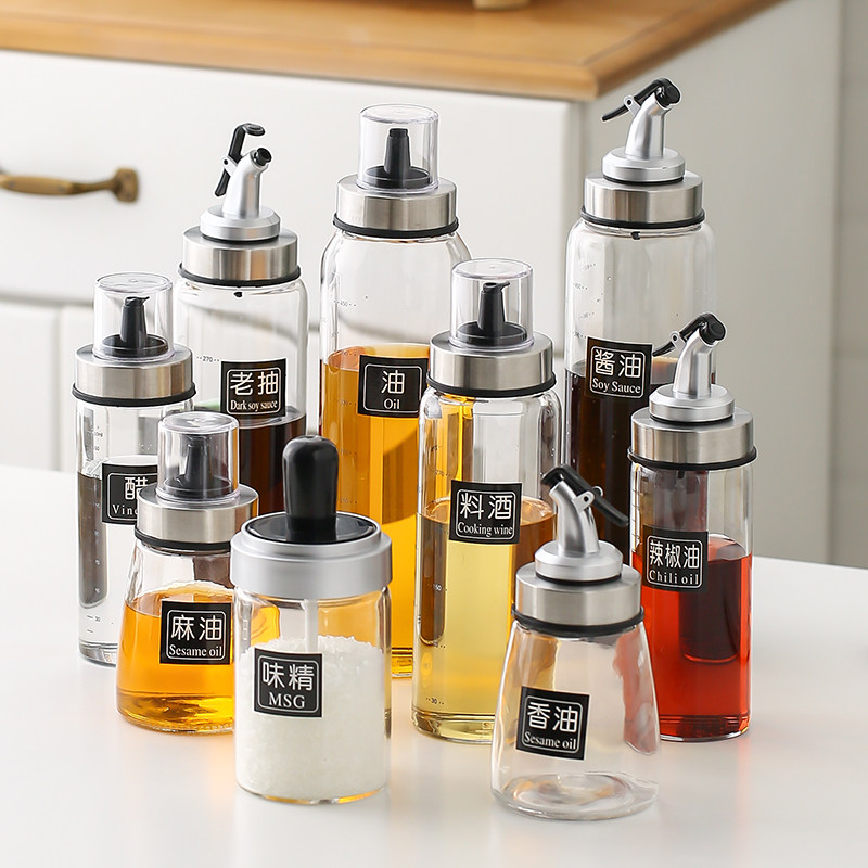 Leak-proof glass oil jug Small oil bottle Home Bottling Oil Bottle Sauce Bottle Net Red Pour Oil God oil Oil Tank Kitchen supplies