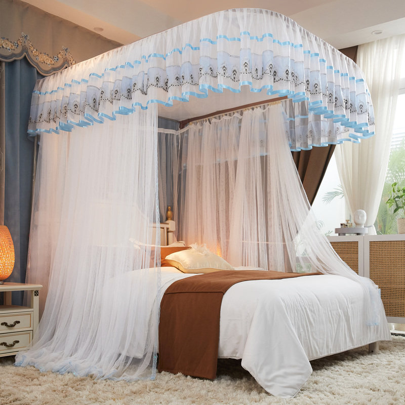 2022 new u type rail mosquito nets 1 5m1 8 m track encryption home bedroom white princess wind three doors