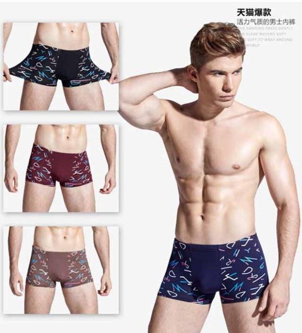 Quần lót mới chất béo quần cao eo cotton cỡ lớn rộng góc phẳng nam tam giác đồ lót 4 hộp quà màu xanh + đen 4X - Bộ quà tặng quần lót dây nam
