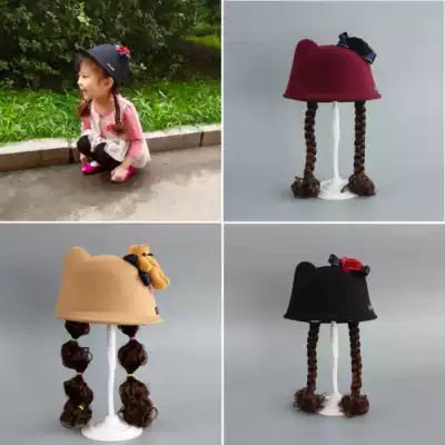 Baby spring with wig hat children autumn cap girl baseball cap 5 Princess equesta hat 2-3-4 years old