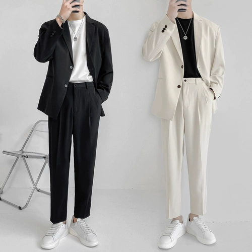 Летний тонкий комплект, пиджак классического кроя для отдыха, мужская куртка, в корейском стиле, популярно в интернете