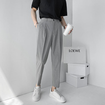 ins spring and autumn casual pants trendy light ripeny wind striped western pants straight cylinder covety frieze street loos handsome 90% pants