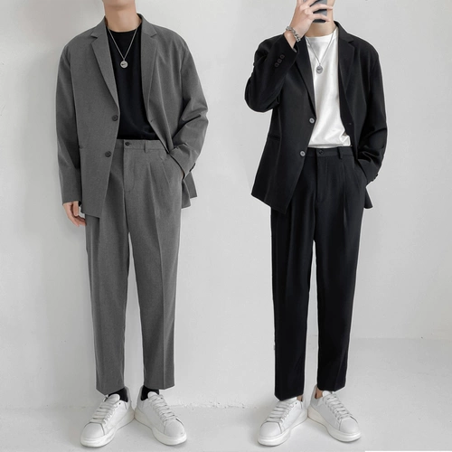 Летний тонкий комплект, пиджак классического кроя для отдыха, мужская куртка, в корейском стиле, популярно в интернете