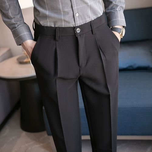 Костюм, универсальные трендовые штаны, в корейском стиле, свободный прямой крой