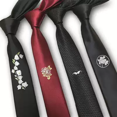 Fashion dress wedding tie men Korean groom wedding business print tie wine red narrow casual British