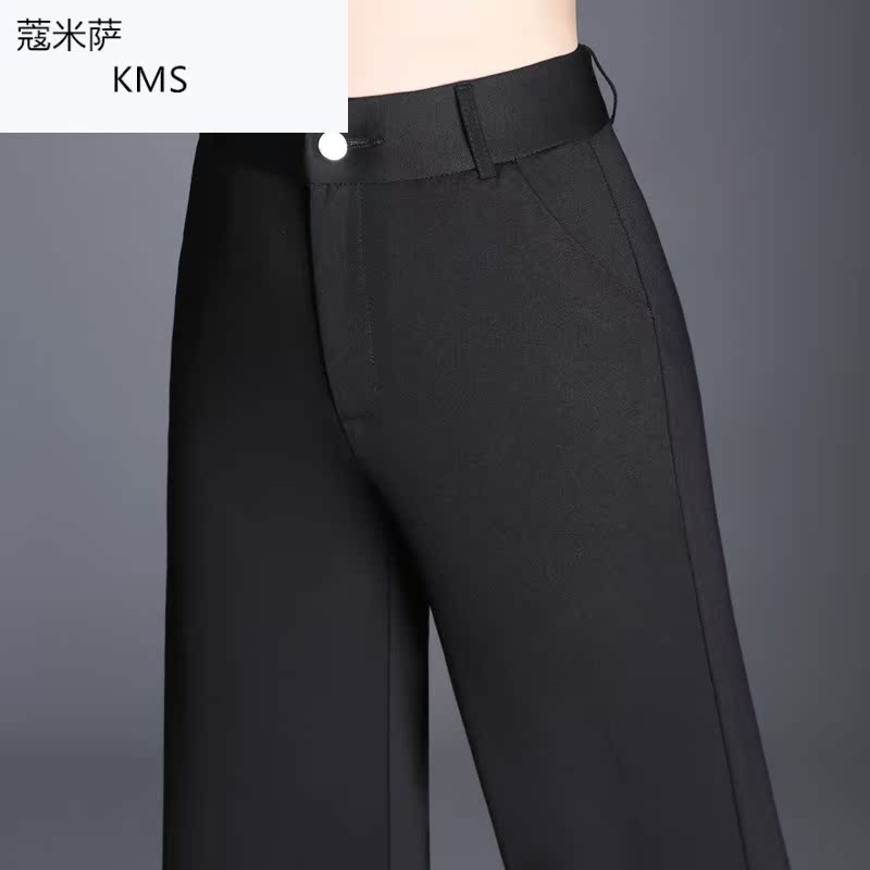 Đen quần thẳng eo cao vào mùa thu thường cảm giác quần rộng chân mùa thu / mùa đông mới loose-fitting quần phù hợp với tăng