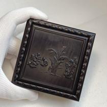Zhang Shenglins chirping insect box collectible large square old ebony dark board carved yellow nymph box larvae box nymph box