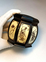 Zhang Shenglins collection of old ebony inlaid with ox bone carved octagonal chirping insect box grasshopper jar chirping insect jar